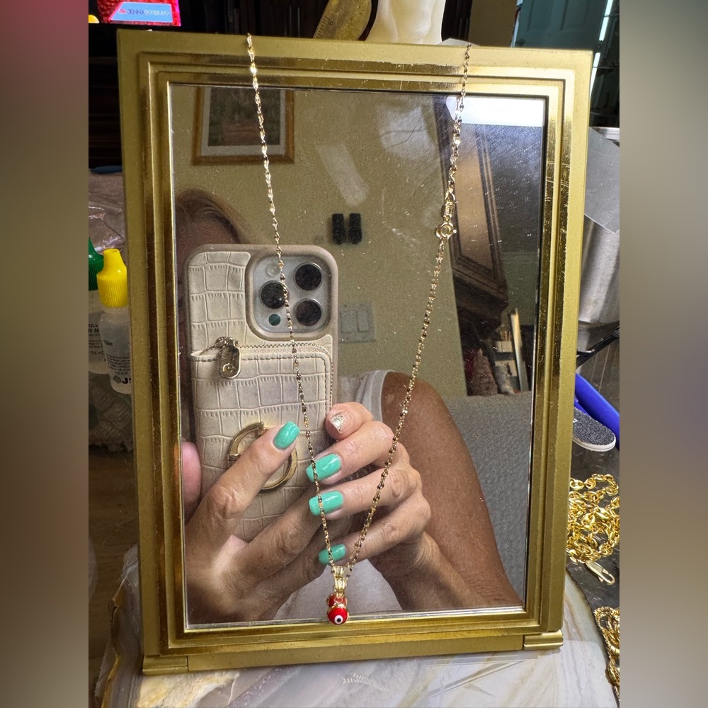14k evil eye 10k chain 18 inches new only white eye left